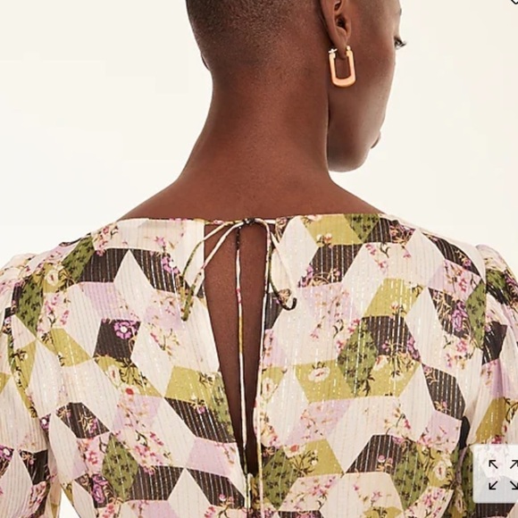 J Crew Lurex® chiffon midi dress in patchwork print BG460 - Picture 2 of 5